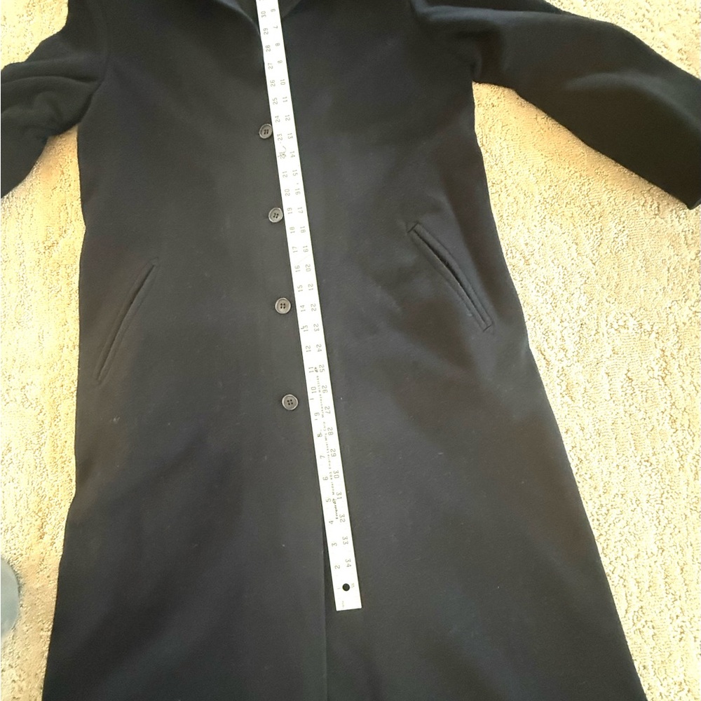 Jaeger London Black Wool Camel Hair Coat Minimalist Long UK 8 US medium - Picture 6 of 6